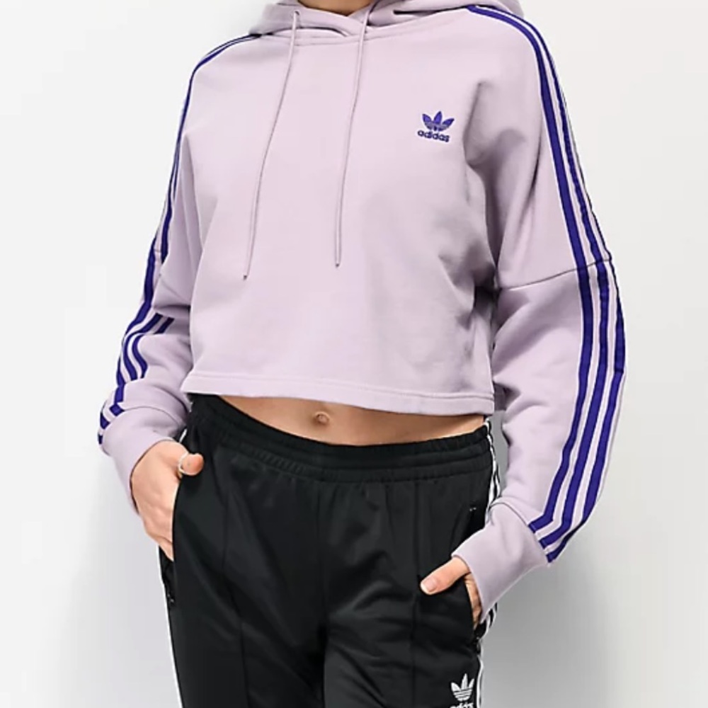 Purple adidas cropped hoodie !